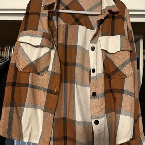 Bundle of 2 SHEIN Flannels - one brown & one green